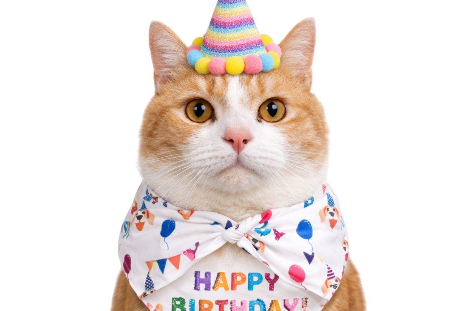 MCJPETS Pet Birthday Party Set - Bandana & Party Hat for Cats and Dogs