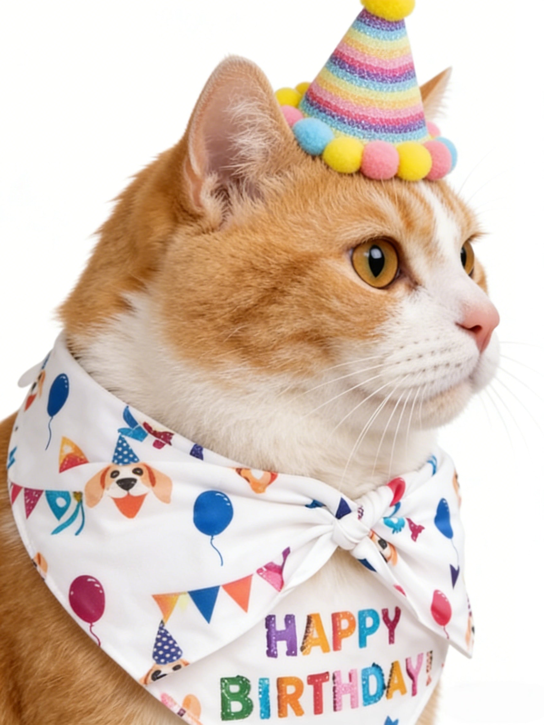 MCJPETS Pet Birthday Party Set - Bandana & Party Hat for Cats and Dogs