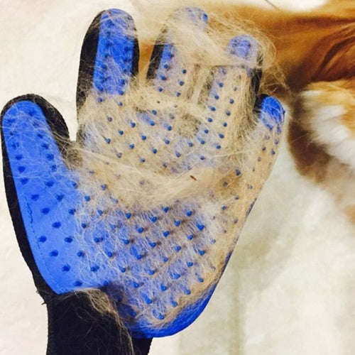 MCJPETS 2-Piece Pet Grooming Glove Set – Left & Right Hand Deshedding Brush for Cats & Dogs (Blue/Pink)